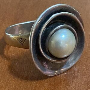 Silpada Silver Ring with Pearl Accent size 8